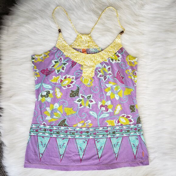 Whimsical Fairy Boho Multicolor Paisley floral strappy tank top LUCY SMALL - Picture 5 of 5